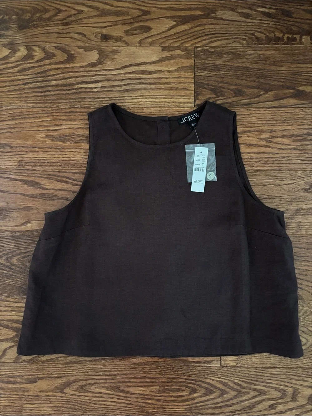 J.Crew Maxine Pascal Swingy Top Shell in Linen Deep Chocolate Small